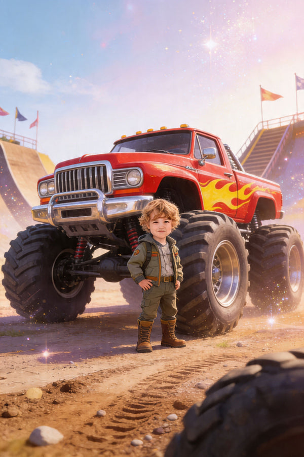 🔥 Classic red flame monster truck