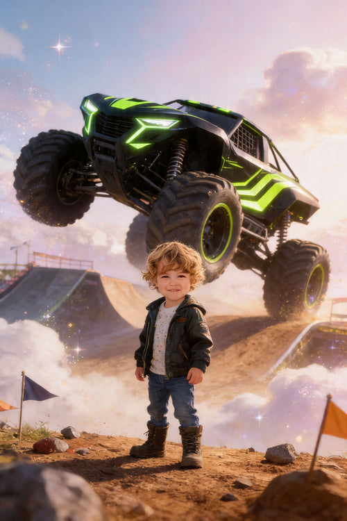 🟢 Black-and-green beast truck