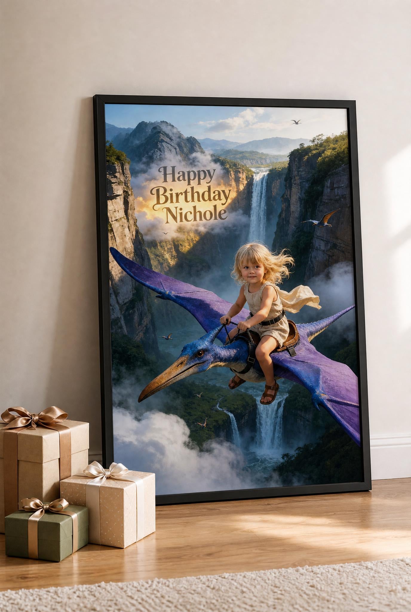 🦅 Flying Pteranodon Over Waterfalls