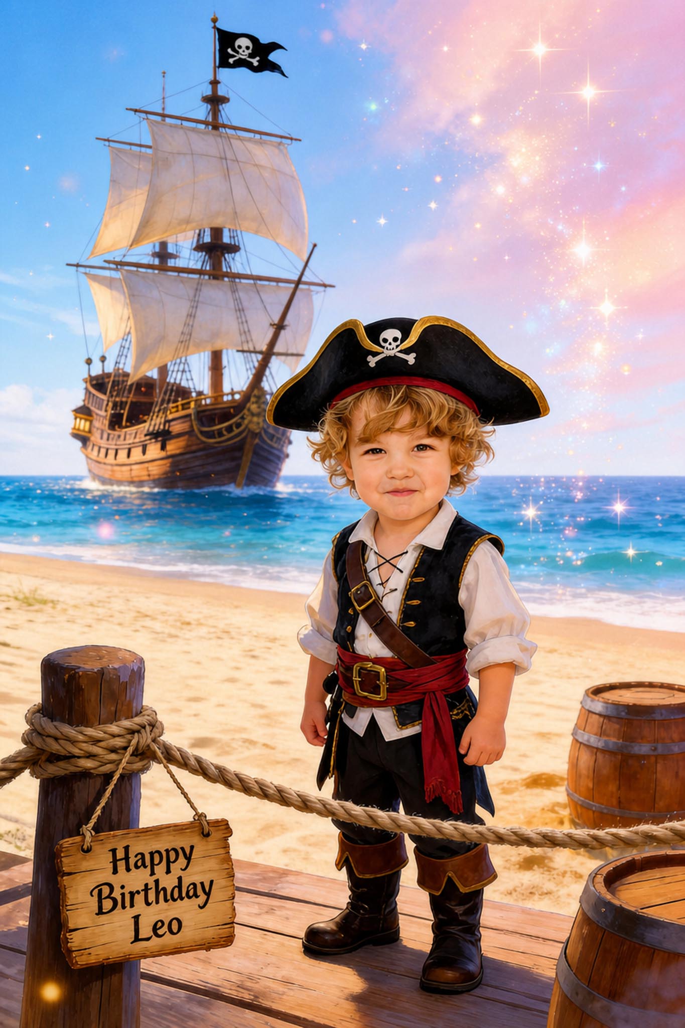 🏴‍☠️ Pirate captain with tall sailing ship