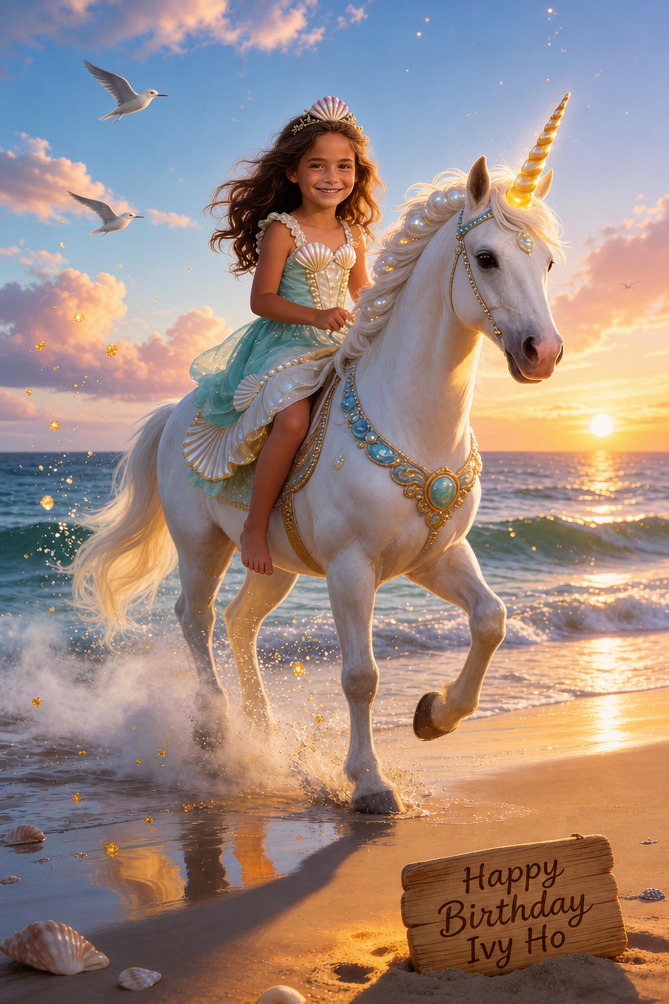 🏝️ Beach Sunset Unicorn