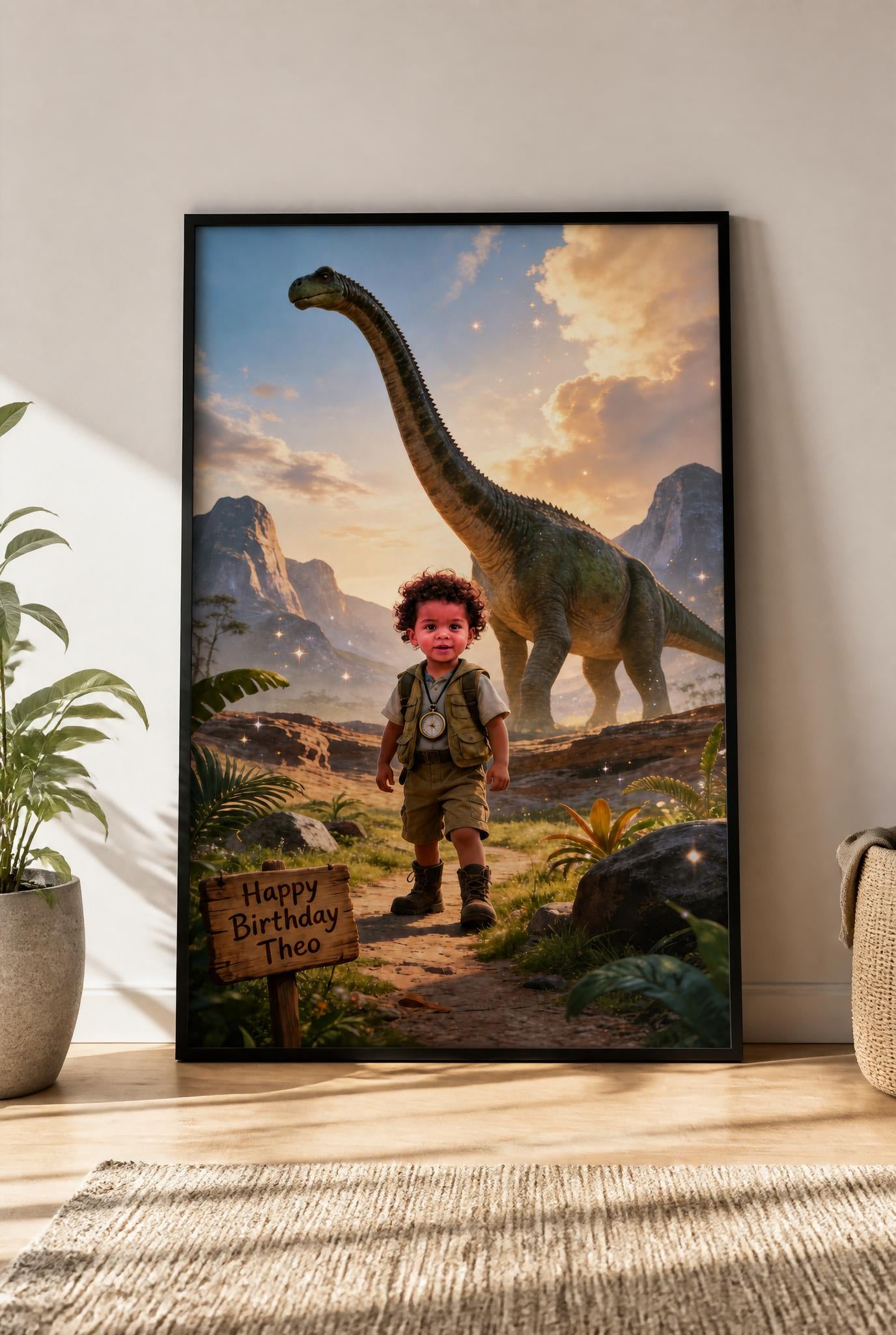 🦖 Giant Brachiosaurus behind him