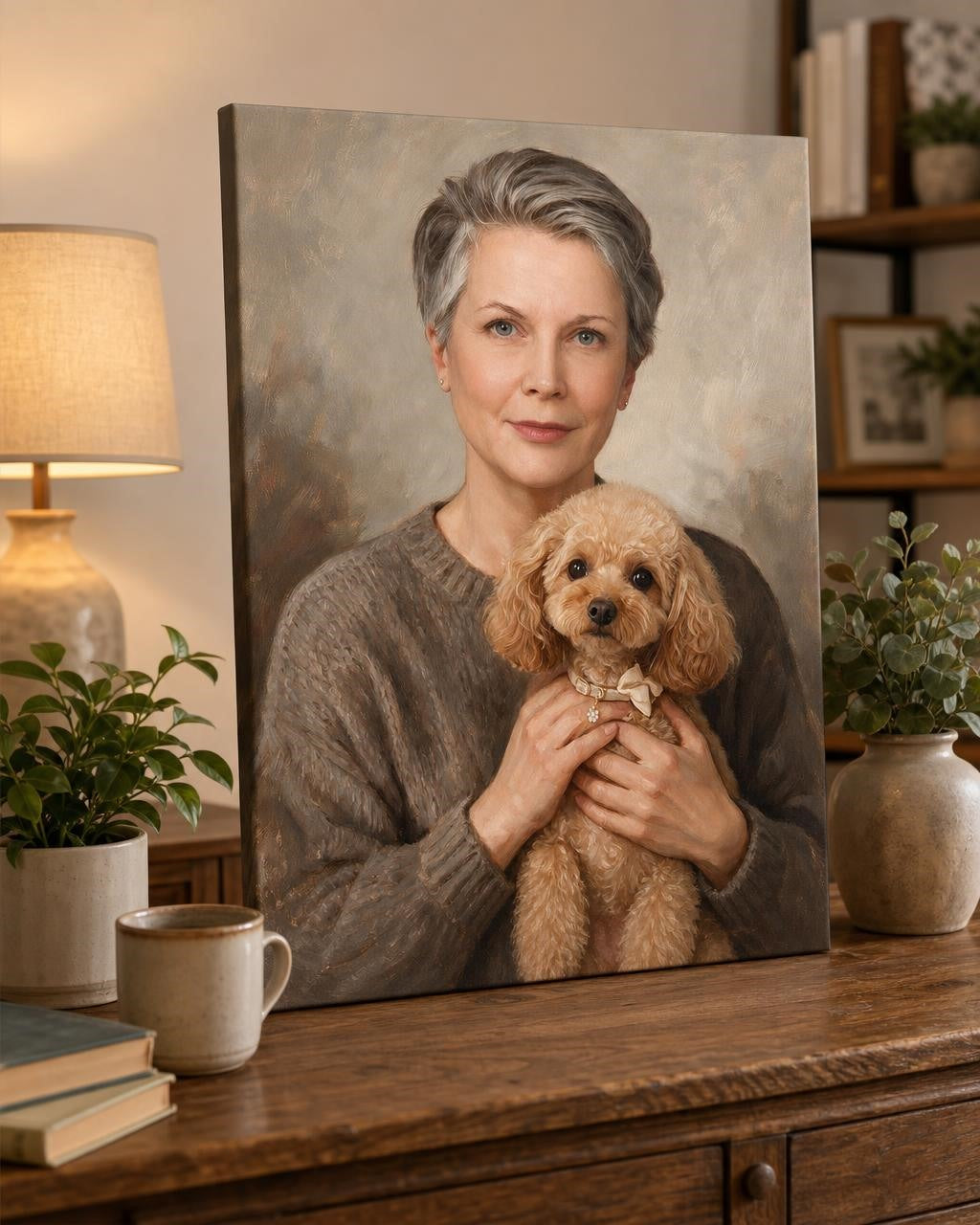 🐾 Oil Painting Style Pet & Owner Portrait