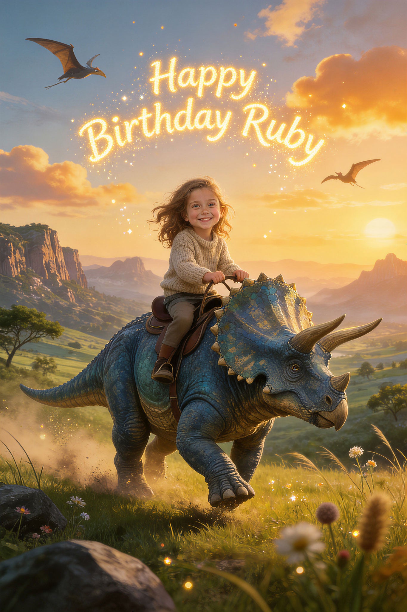 🌄 Sunset Triceratops Valley Ride