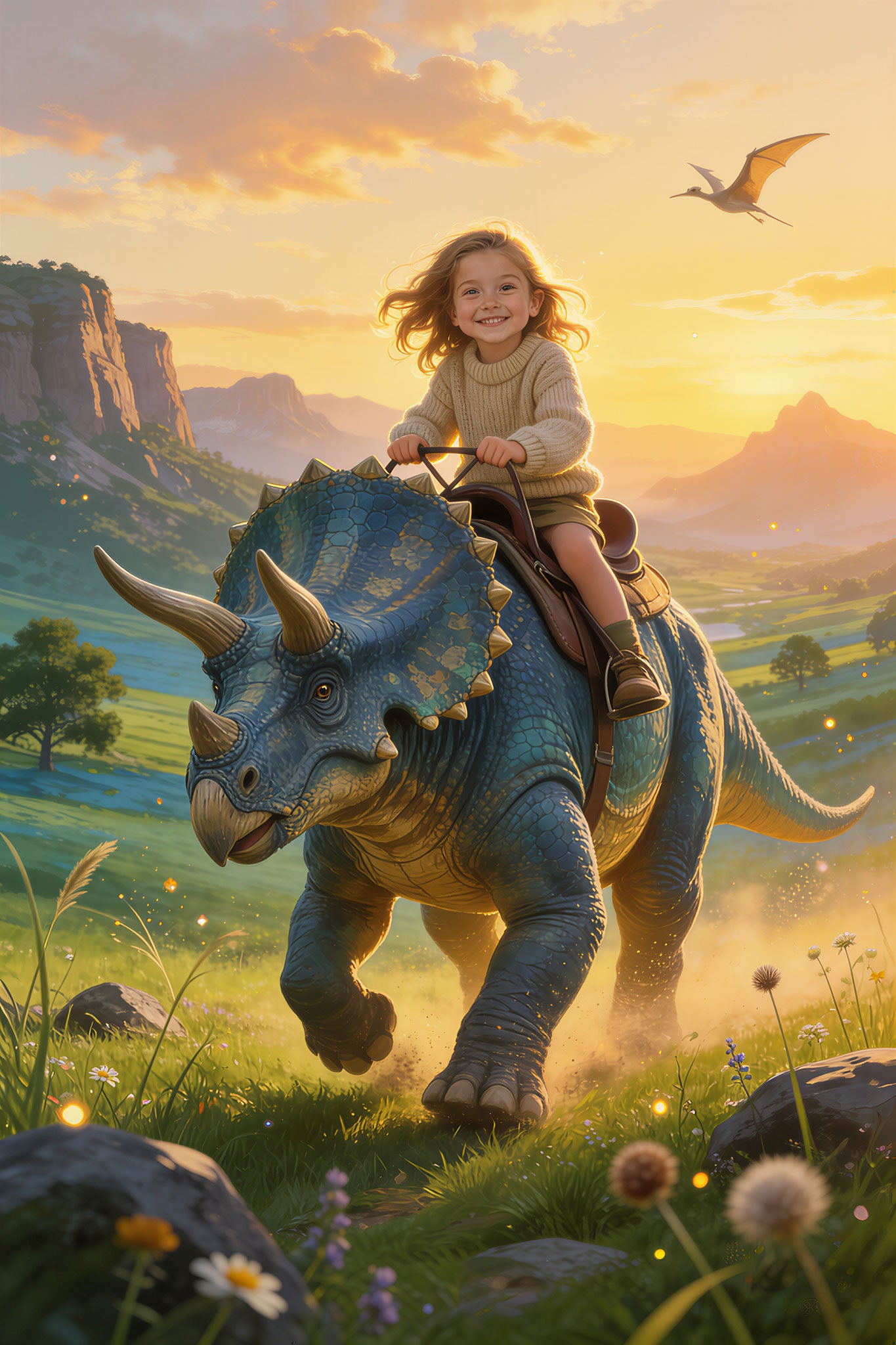🌄 Sunset Triceratops Valley Ride