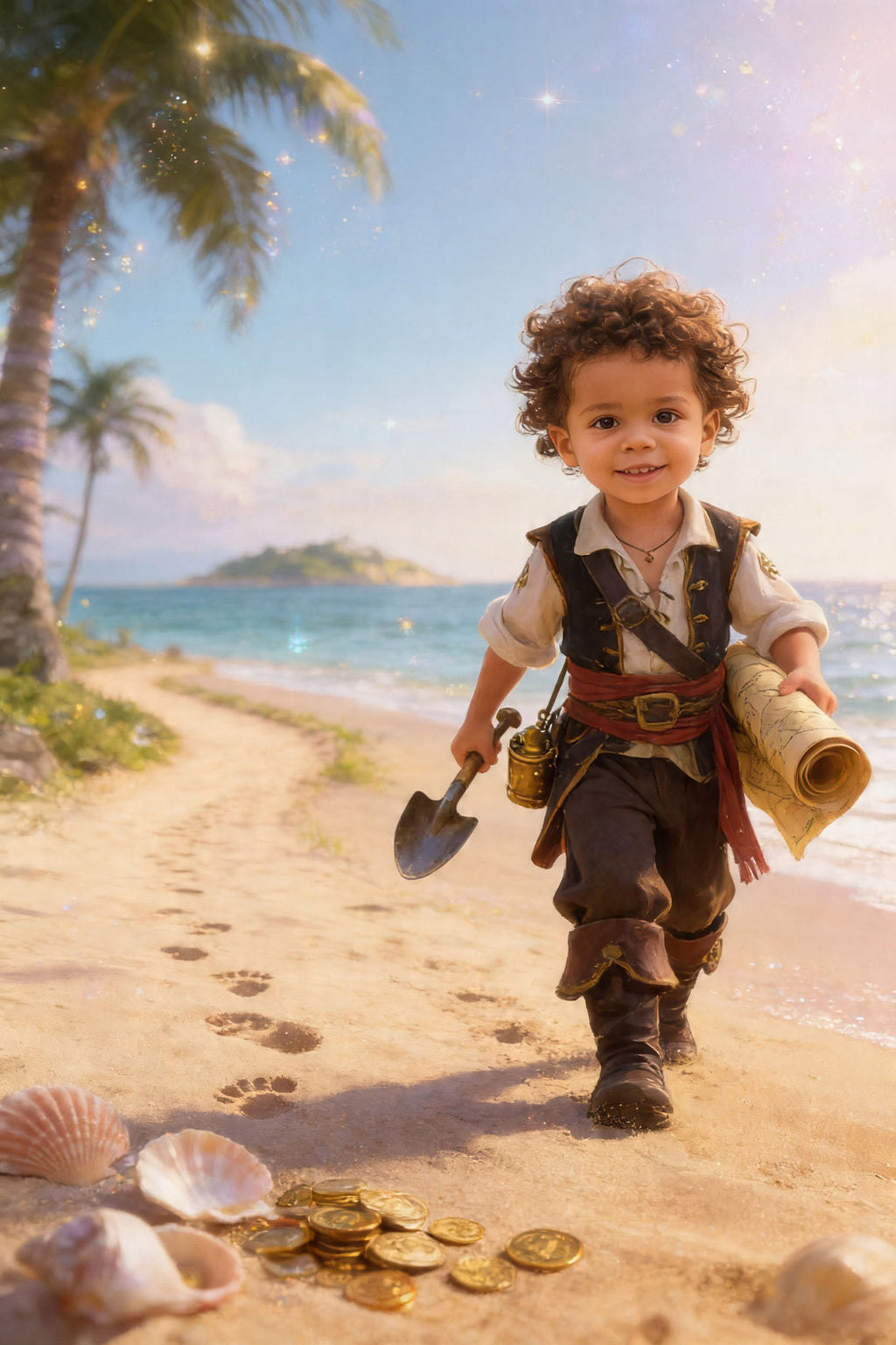 🏖️ Walking on beach with treasure shovel