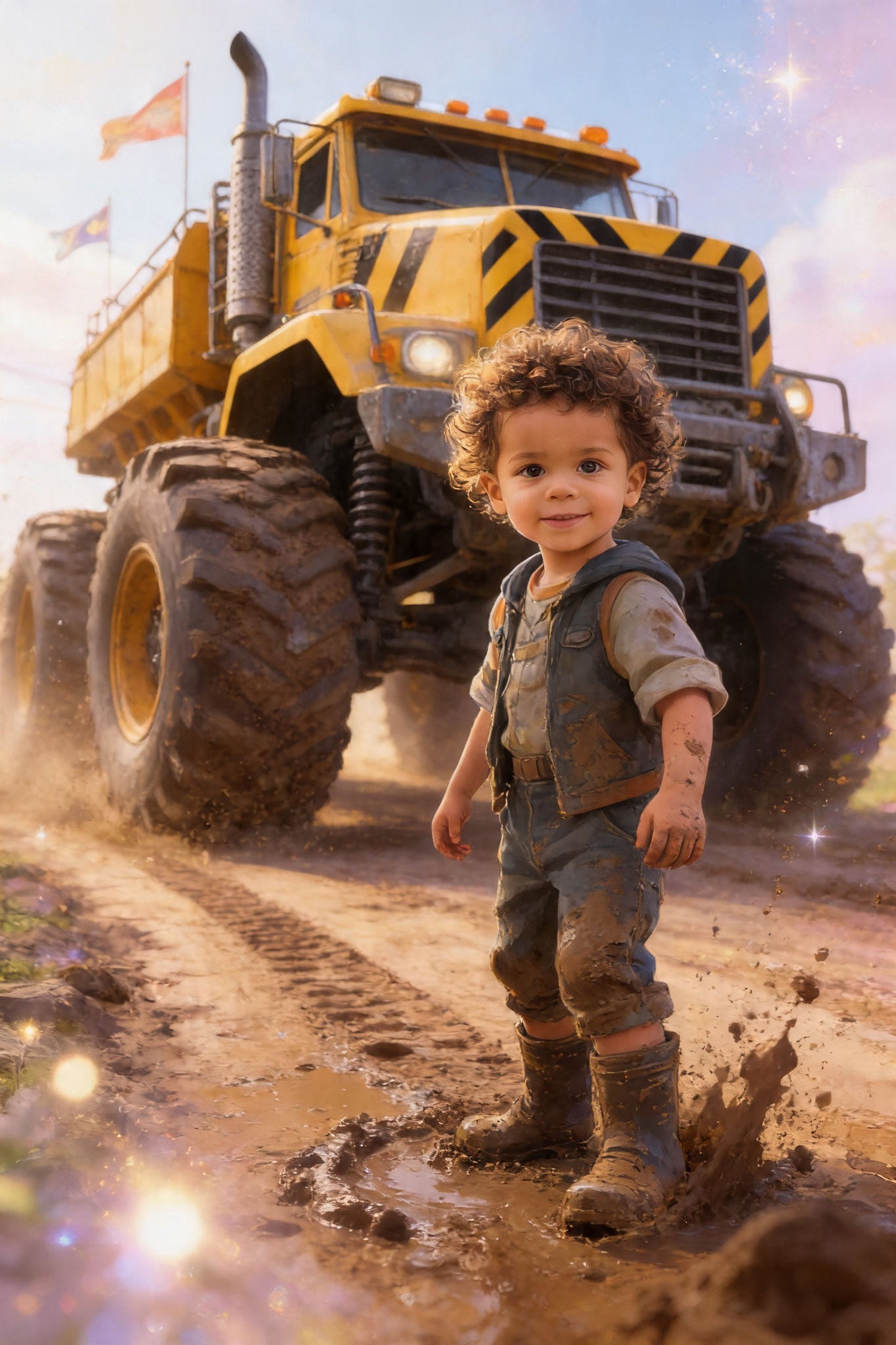 🟡 Yellow construction-inspired monster truck