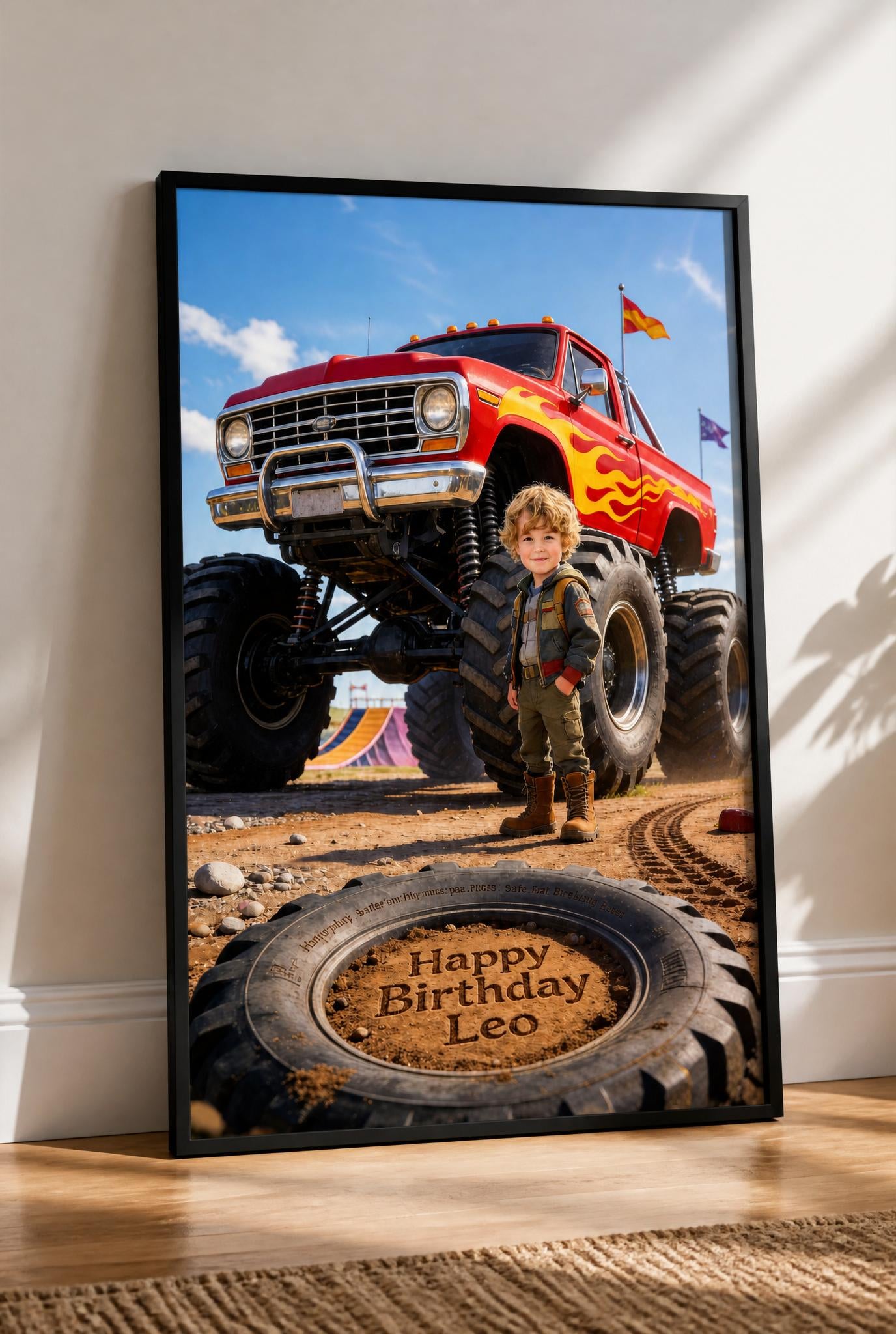 🔥 Classic red flame monster truck
