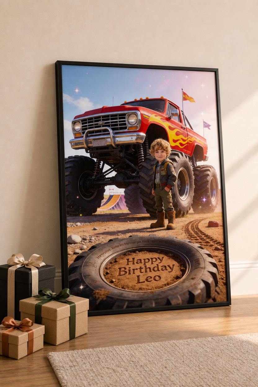 🔥 Classic red flame monster truck