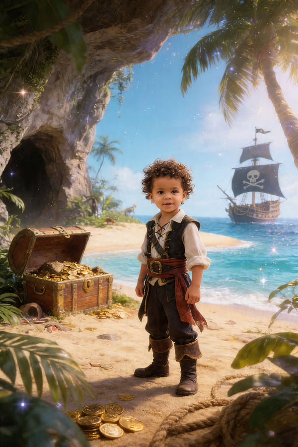 🏝️ Treasure island with buried loot and cave
