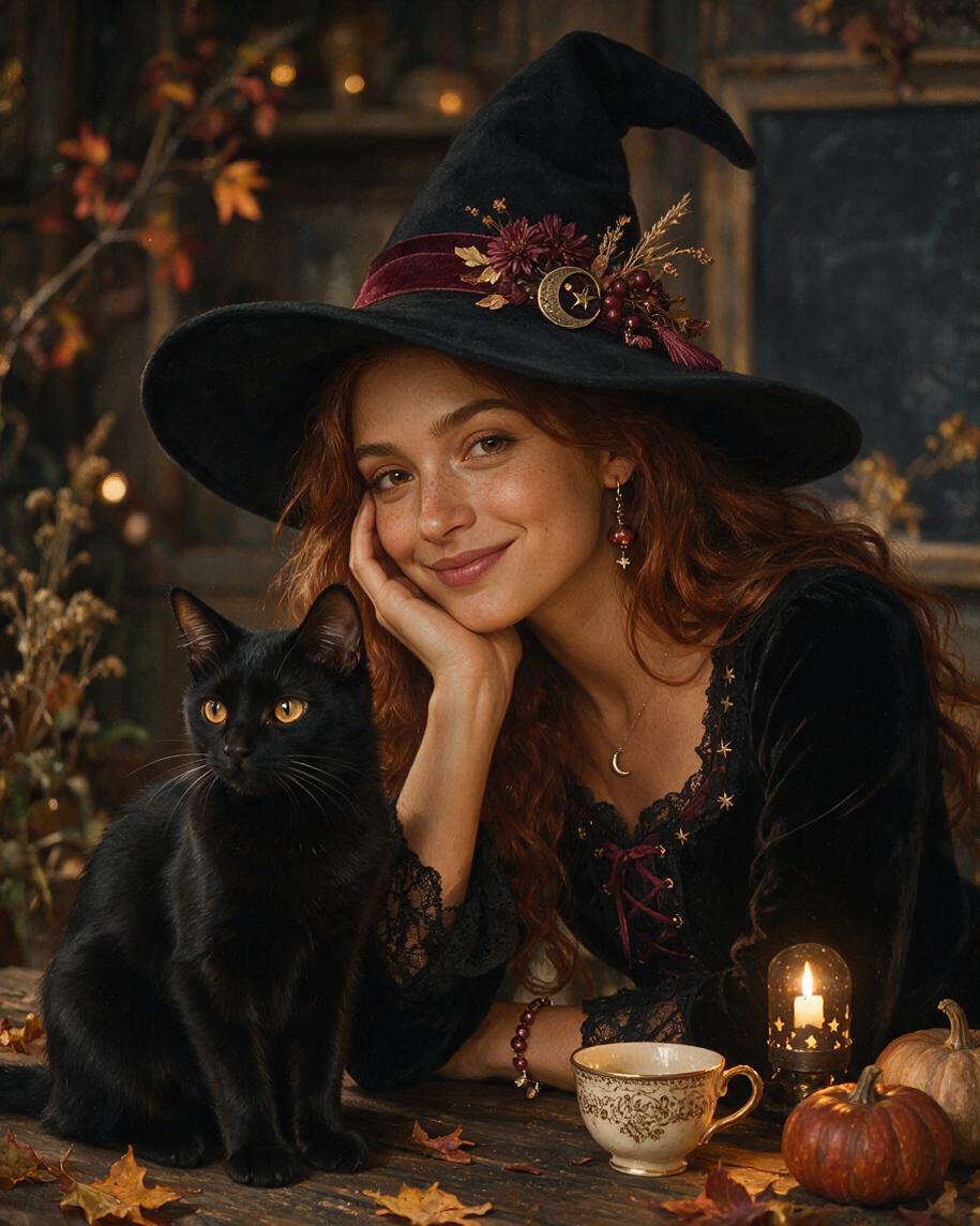🕯️ Autumn Witch & Familiar
