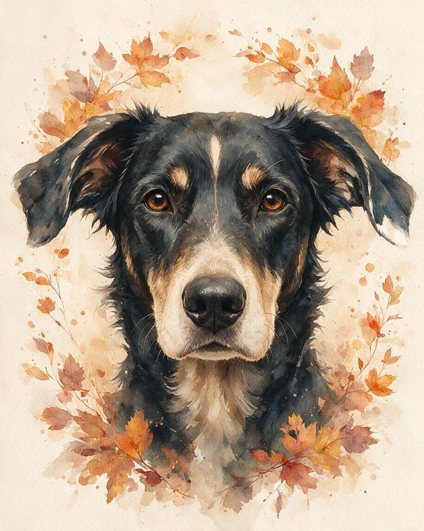 🍂 Autumn Leaf Watercolor Portrait