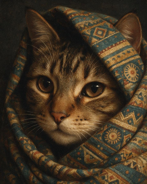 🐱 Bohemian Blanket Cat Portrait