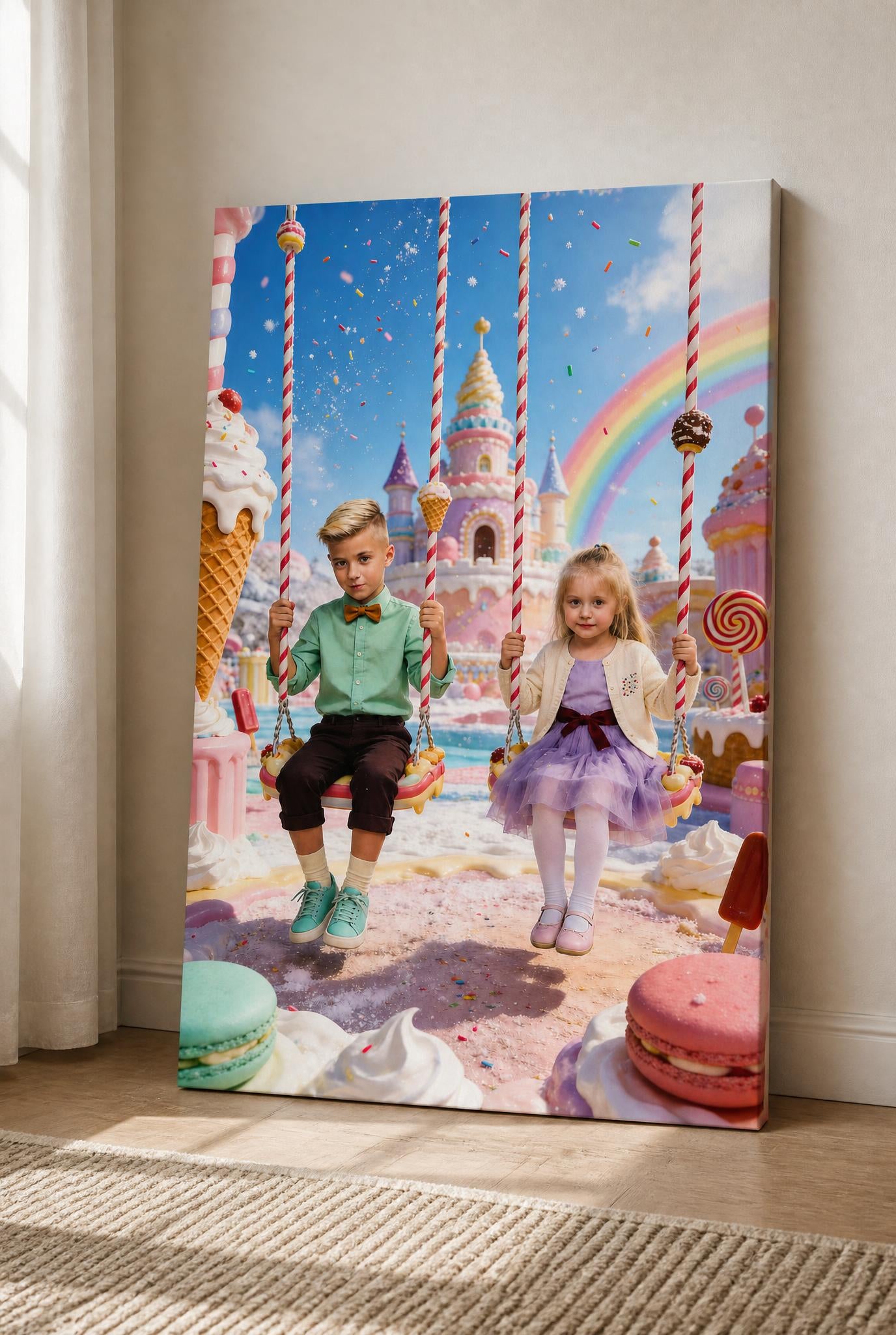 🛝 Big brother and sister on swing