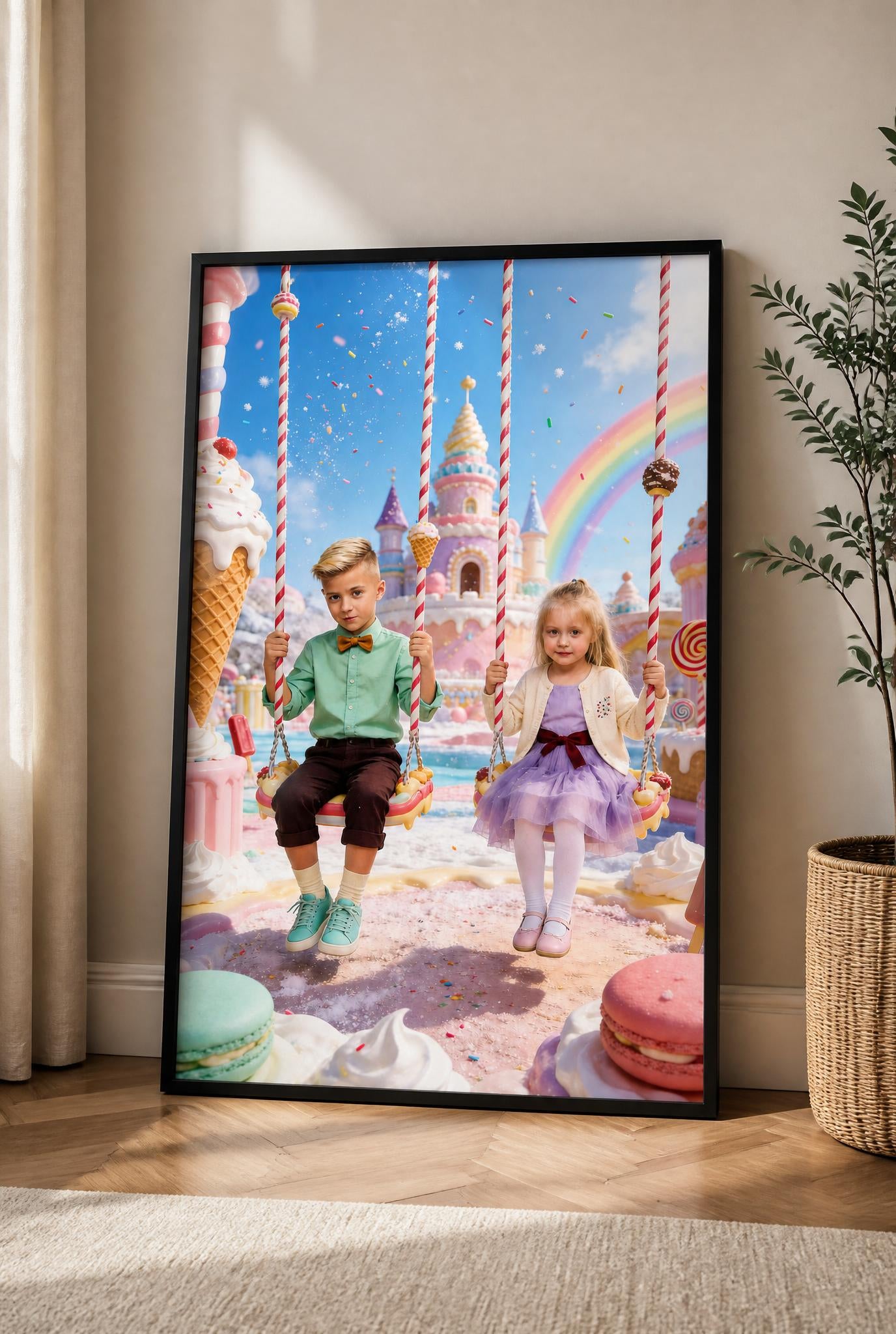 🛝 Big brother and sister on swing