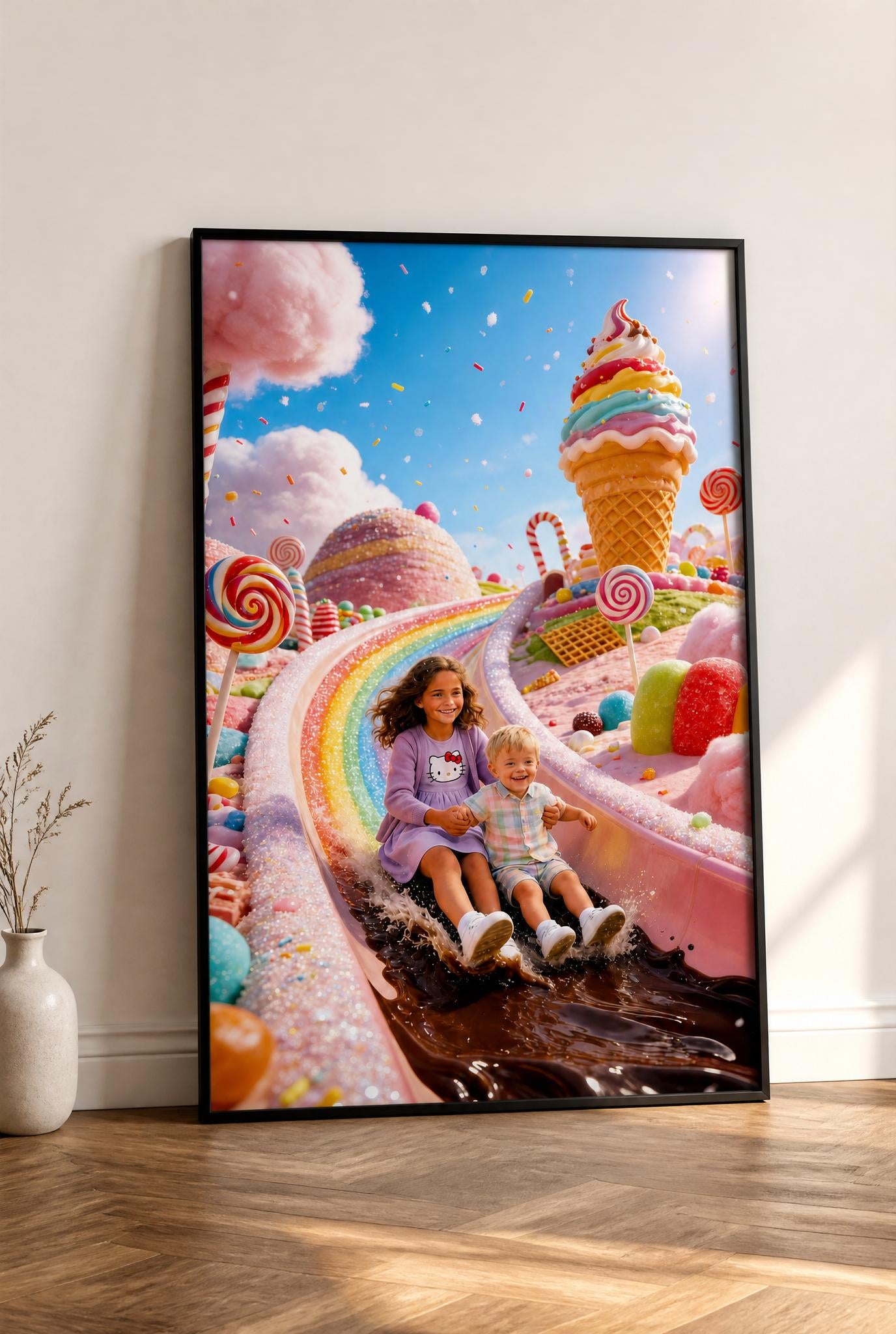 🍬 Big sister and brother on the candy slide