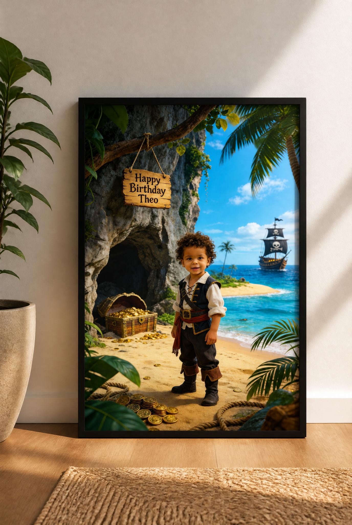 🏝️ Treasure island with buried loot and cave