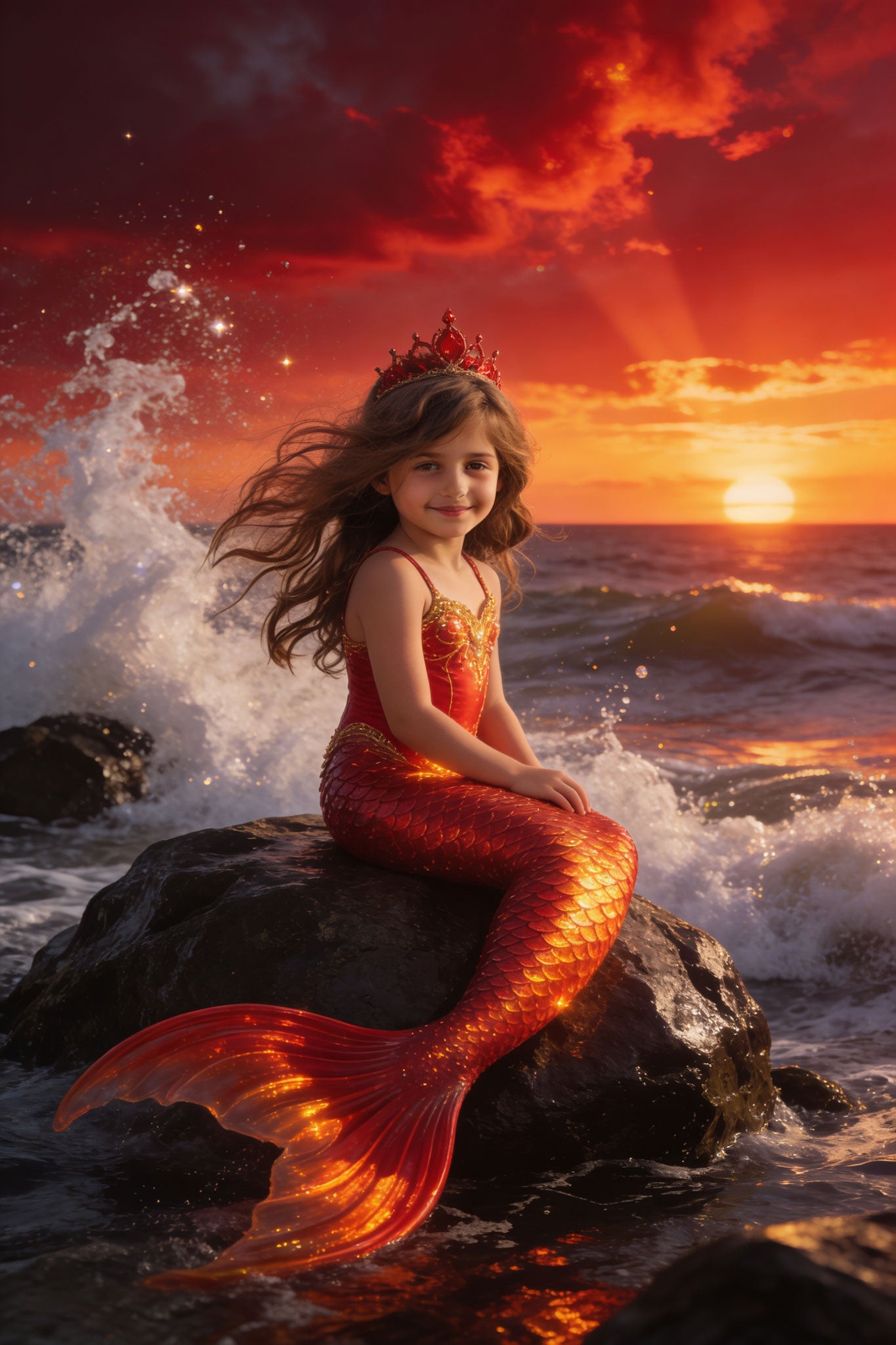 🌅 Red Crown Mermaid