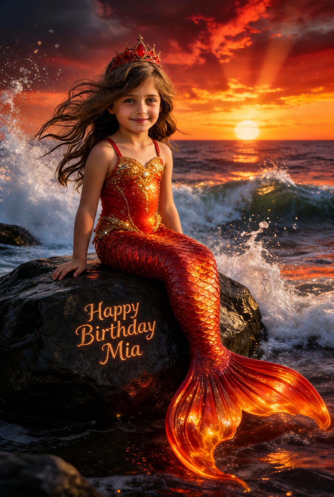 🌅 Red Crown Mermaid