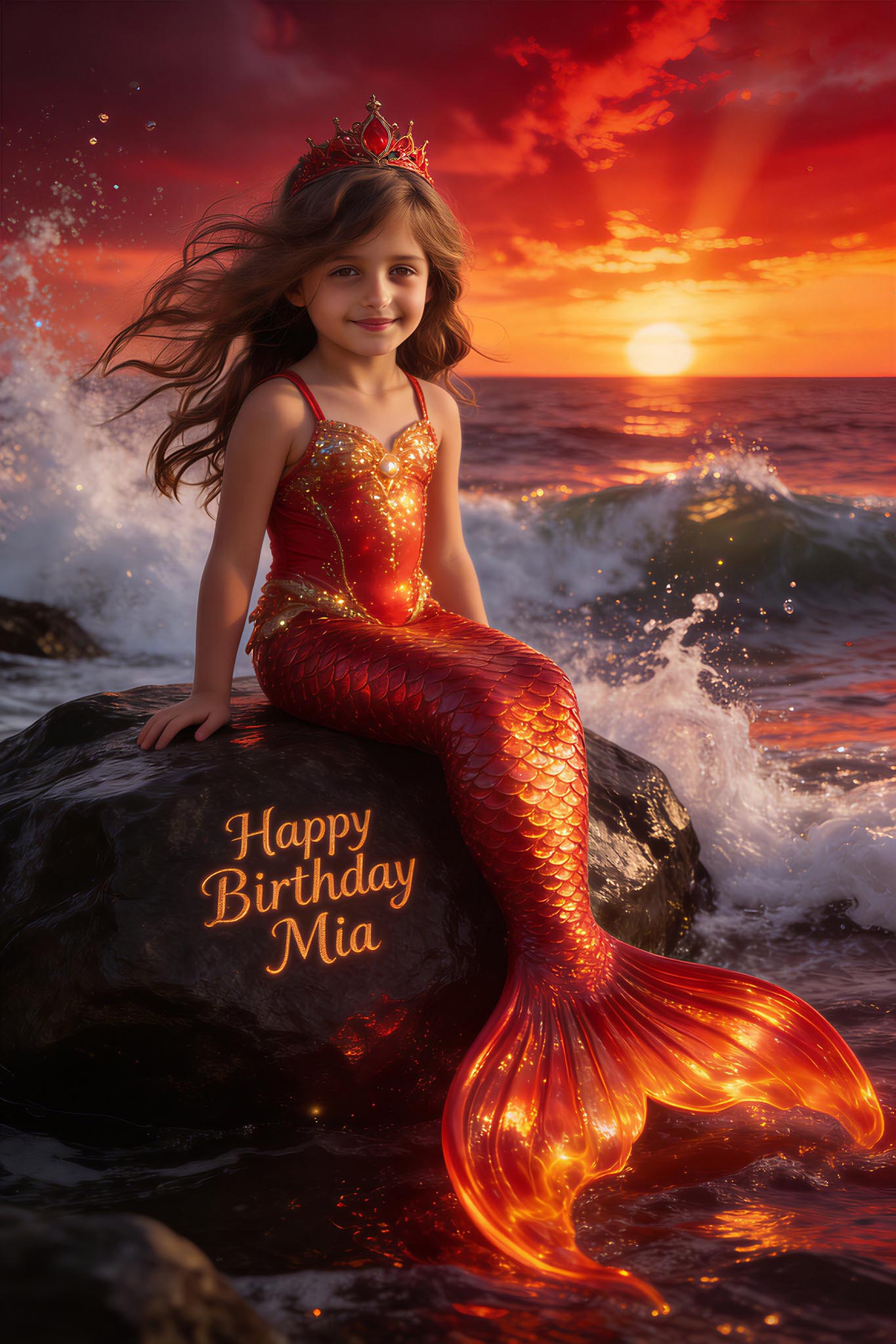 🌅 Red Crown Mermaid