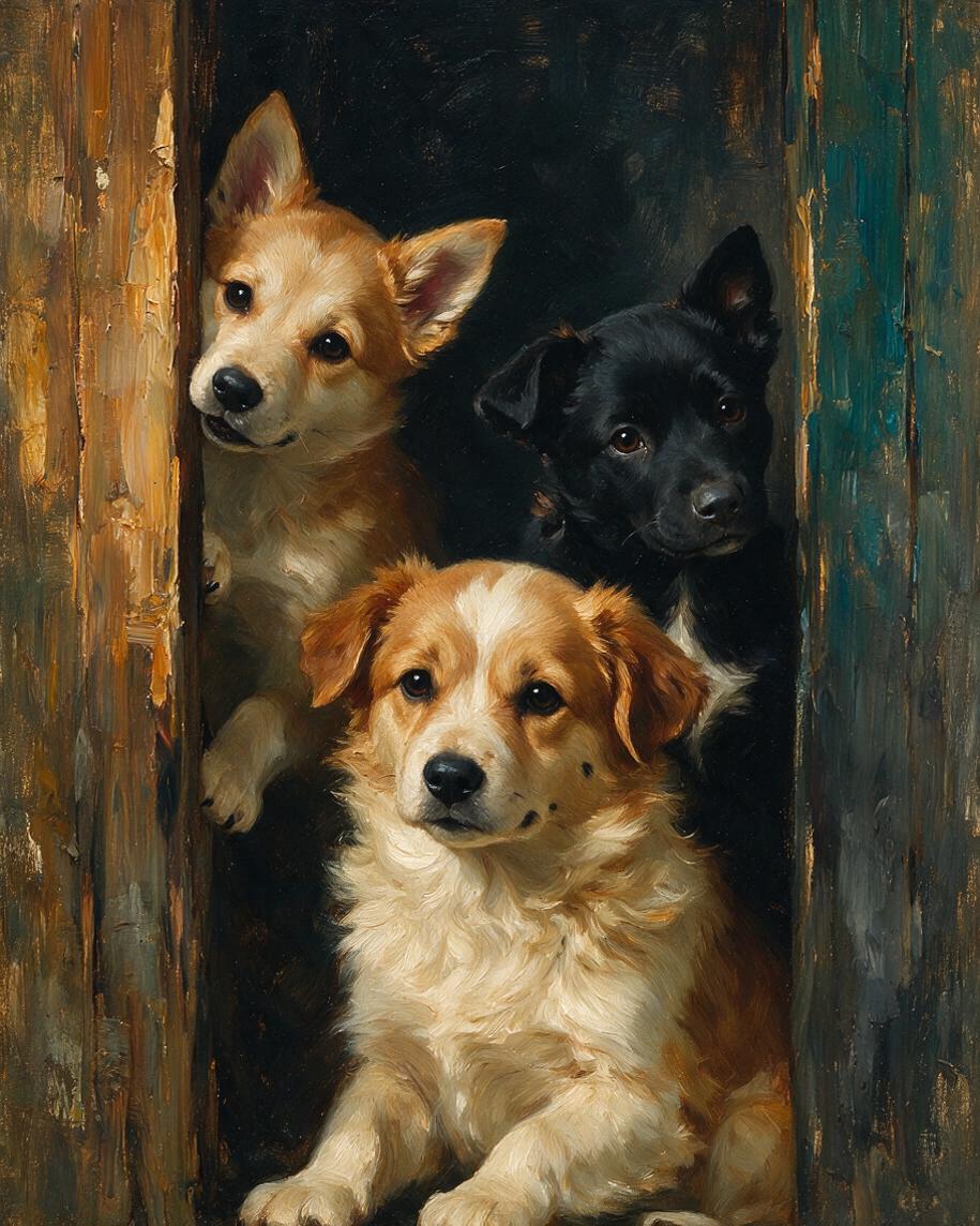 🐾 Rustic Puppy Doorway Portrait