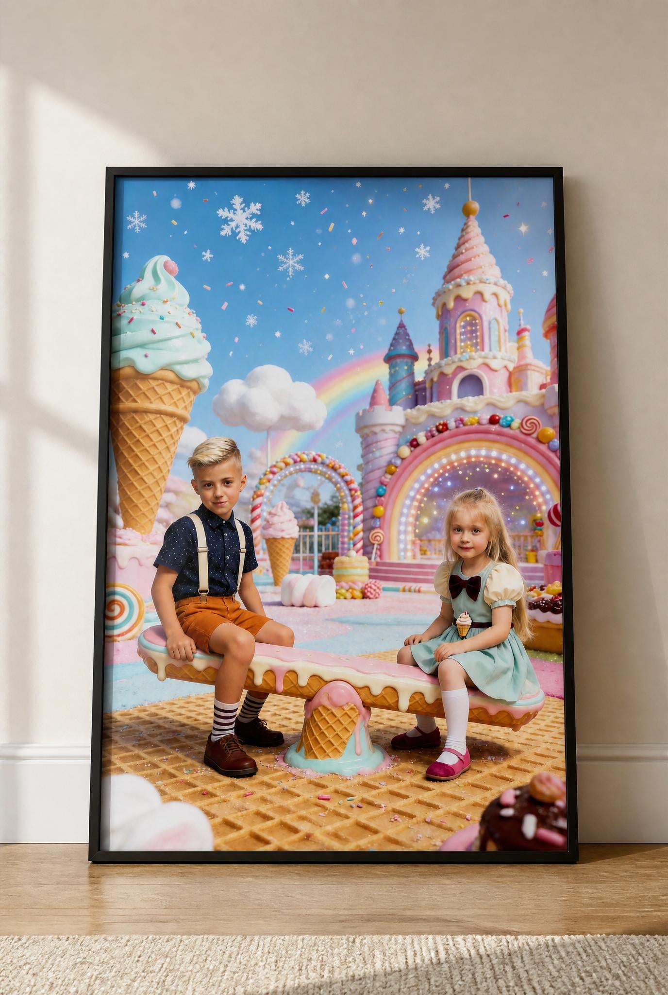 ⚖️ Big brother and sister on seesaw