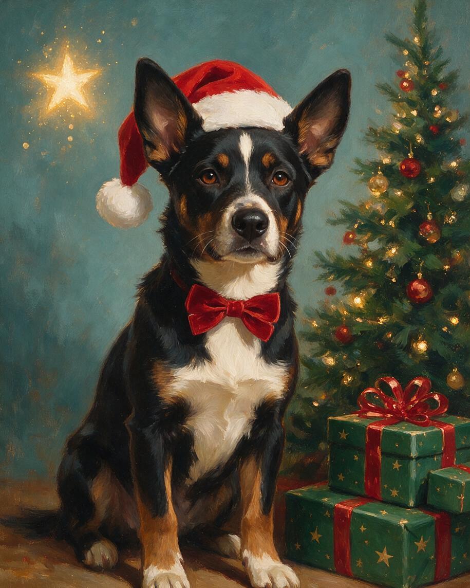 🎄 Christmas Tree Puppy Portrait