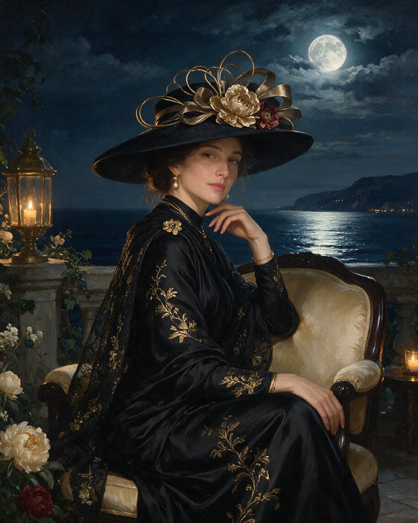 🌙 Midnight Gilded Moonlight Portrait