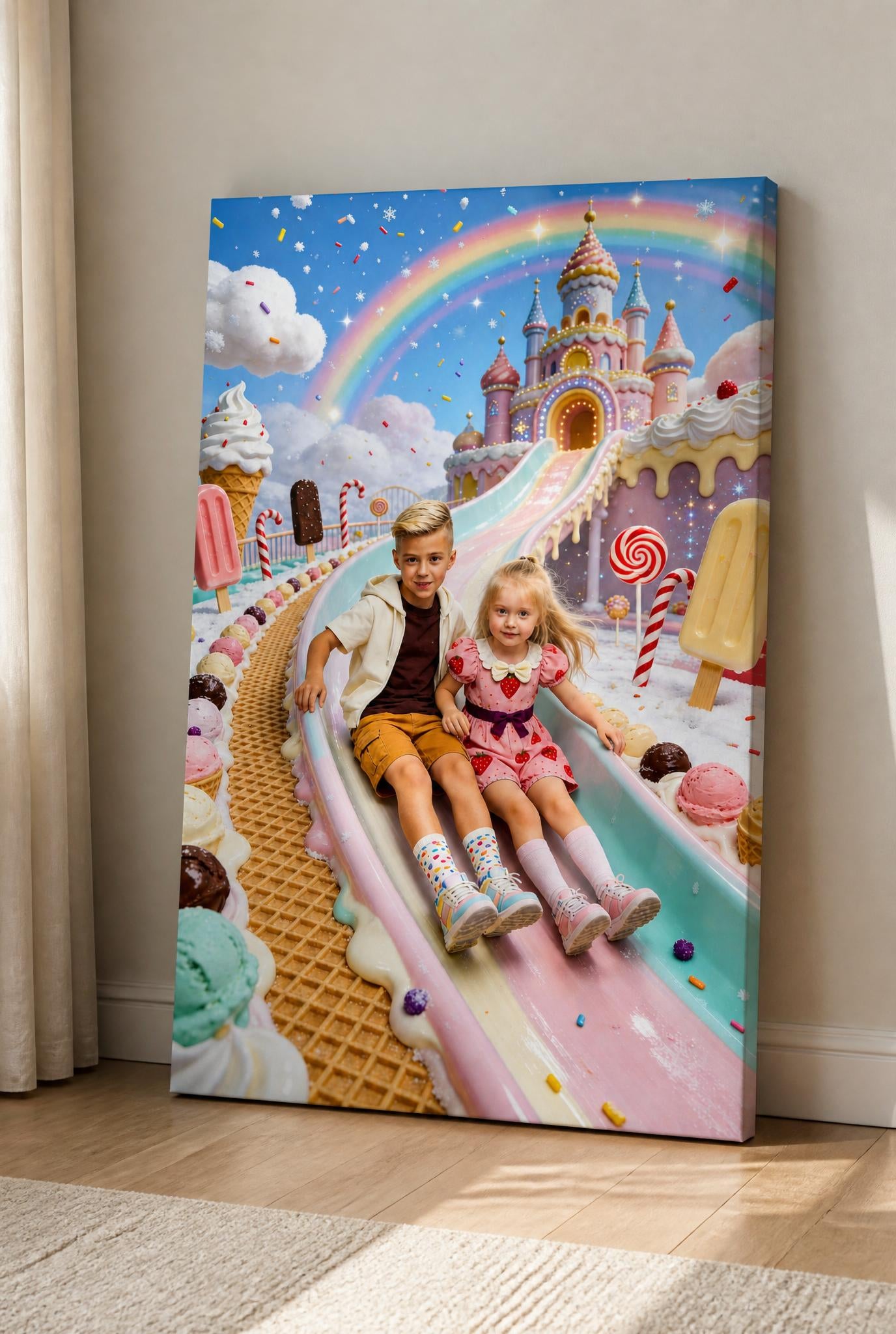 🍦 Big brother and sister on slide
