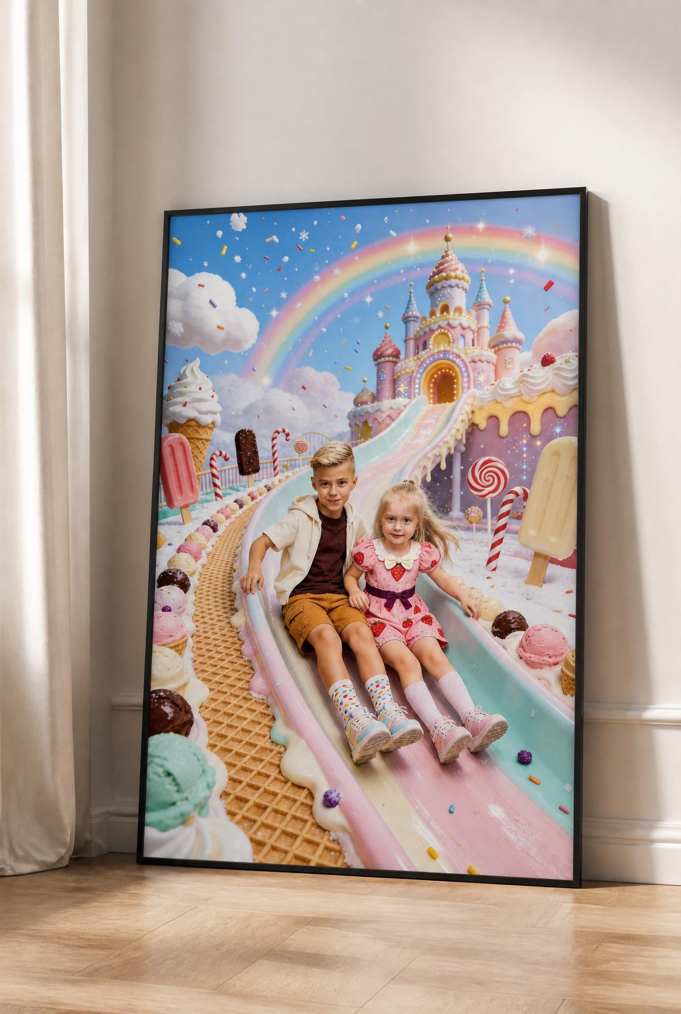 🍦 Big brother and sister on slide
