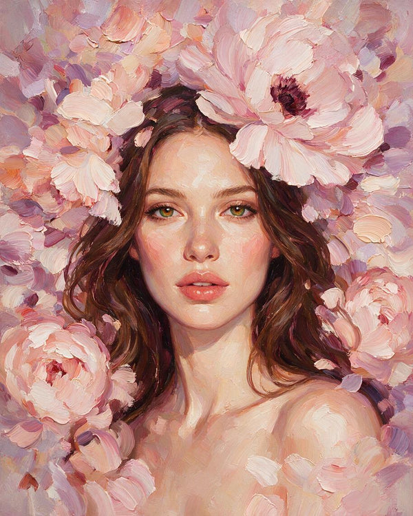 🌸 Impasto Floral Portrait