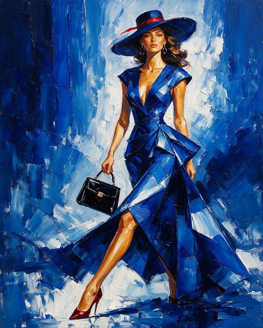 💙 Sapphire Runway Impasto Portrait