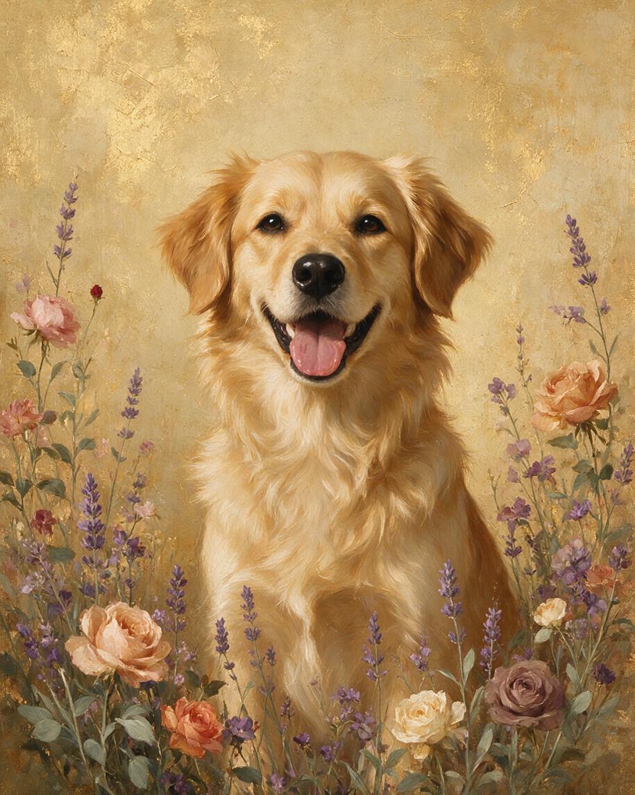 🌸 Golden Meadow Pet Portrait