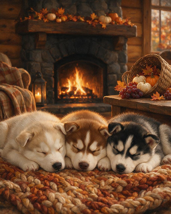 🍂 Fireside Autumn Puppy Nook