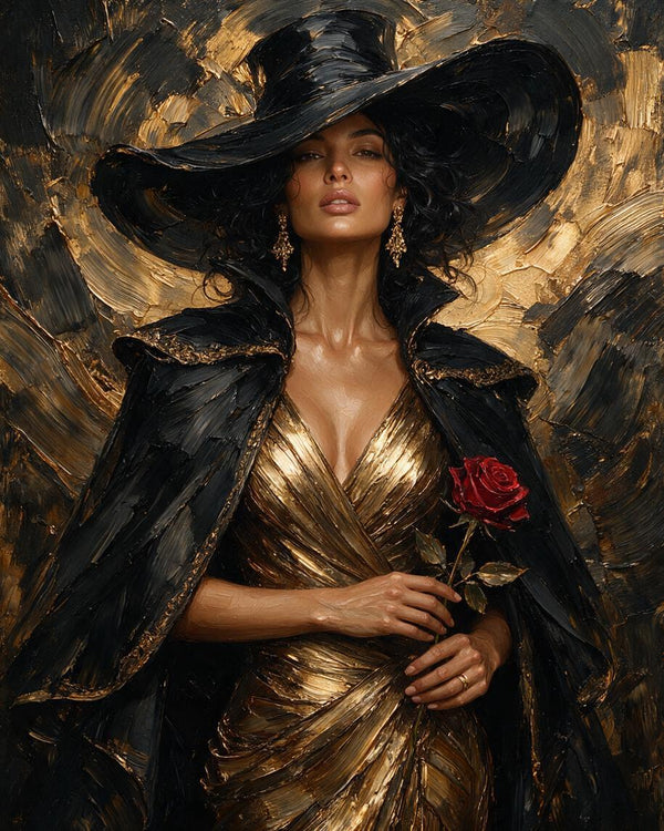 🖤 Golden Noir Rose Portrait