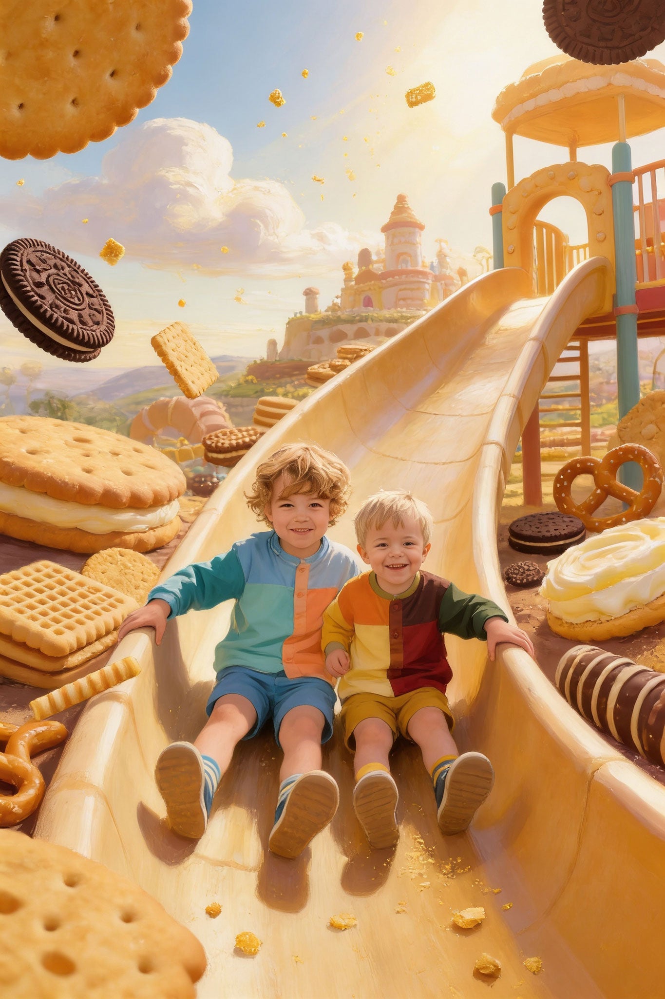 🛝 Two brothers on a slide in Biscuit Land