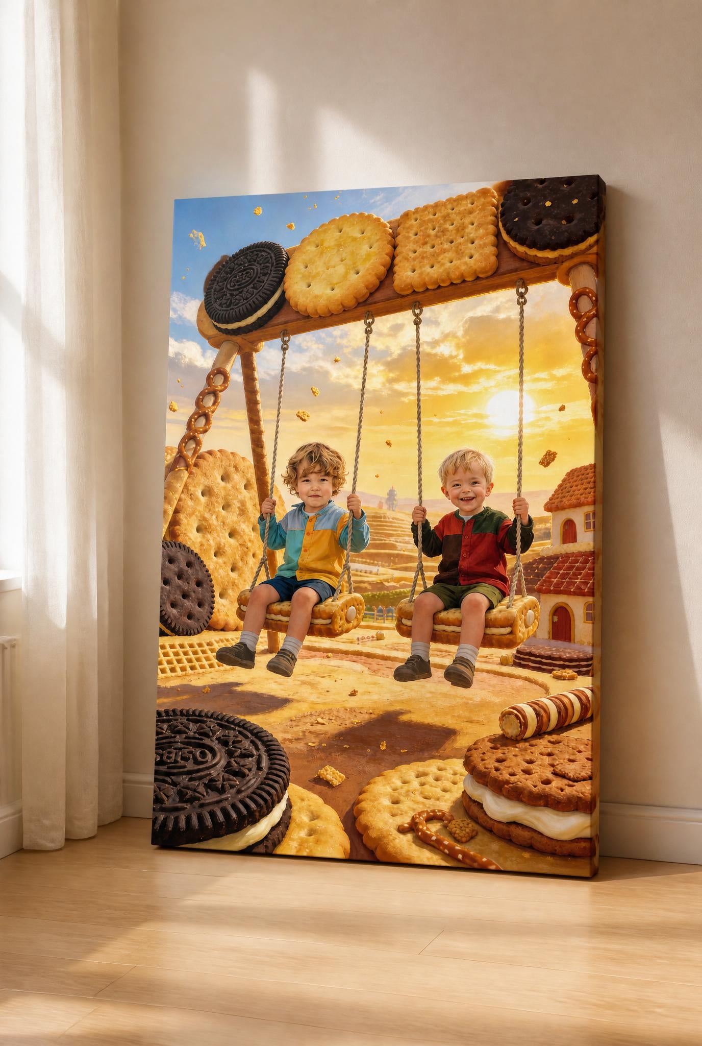 🎠 Two brothers on swings in Biscuit Land