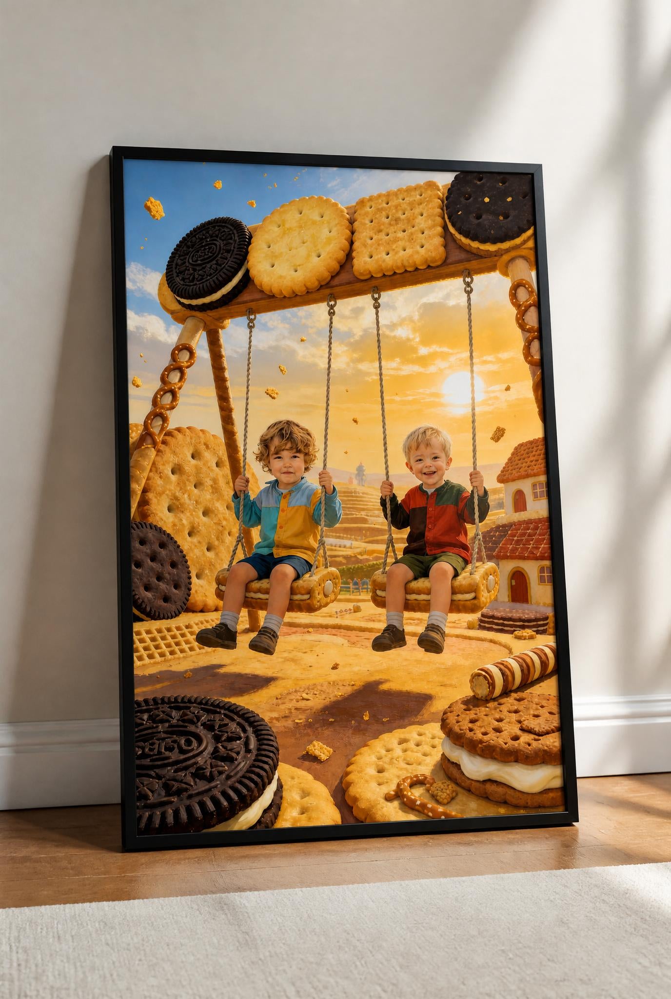 🎠 Two brothers on swings in Biscuit Land