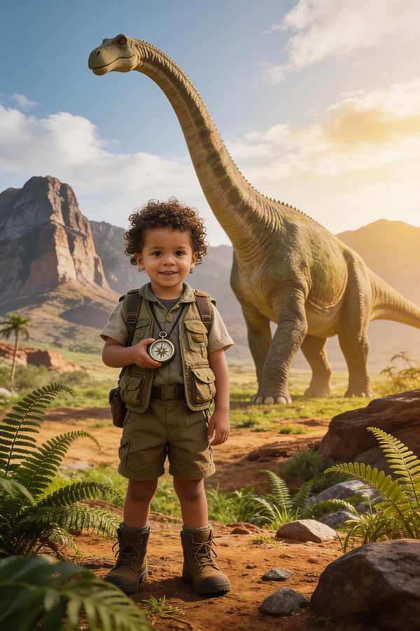 🦖 Giant Brachiosaurus behind him