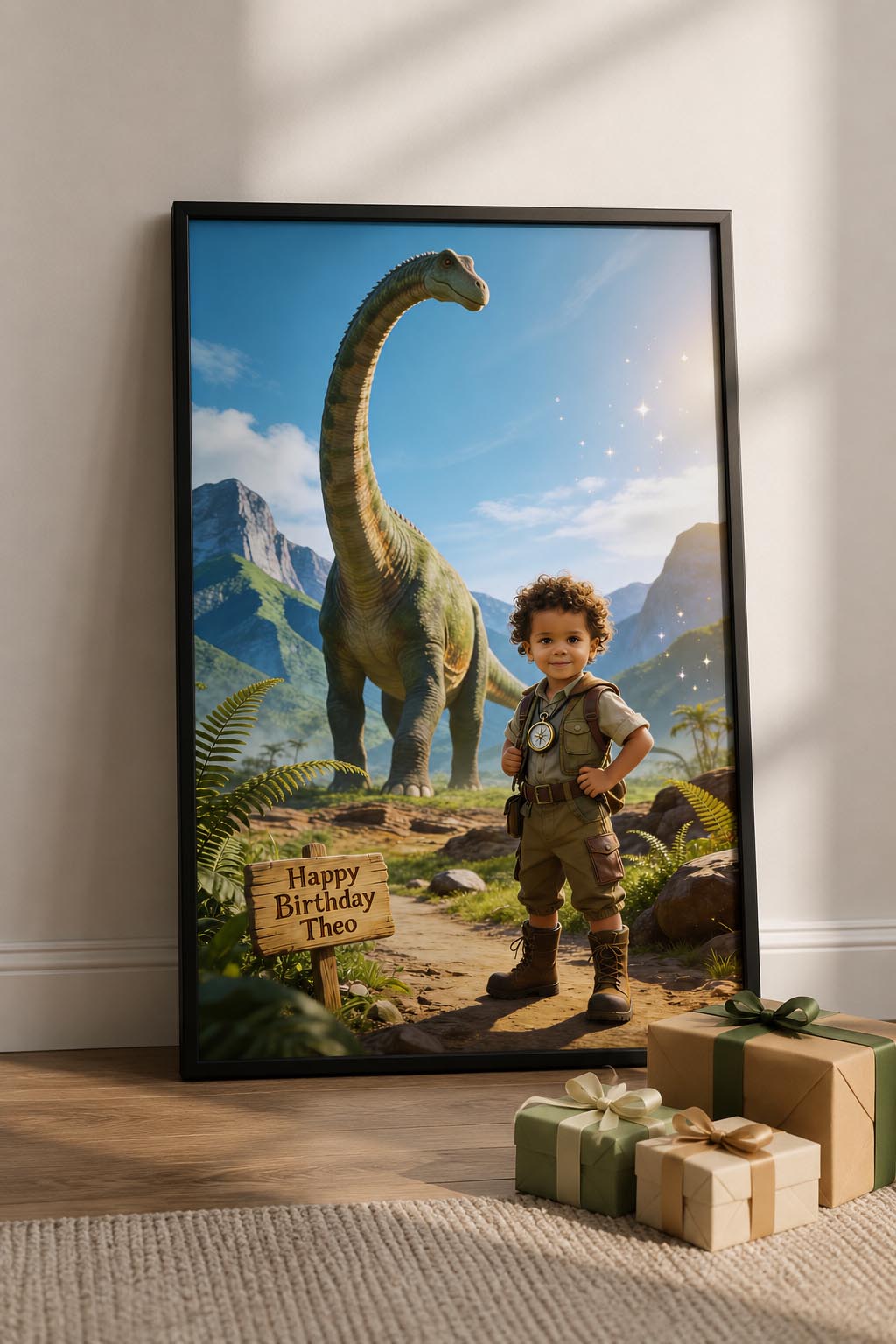 🦖 Giant Brachiosaurus behind him