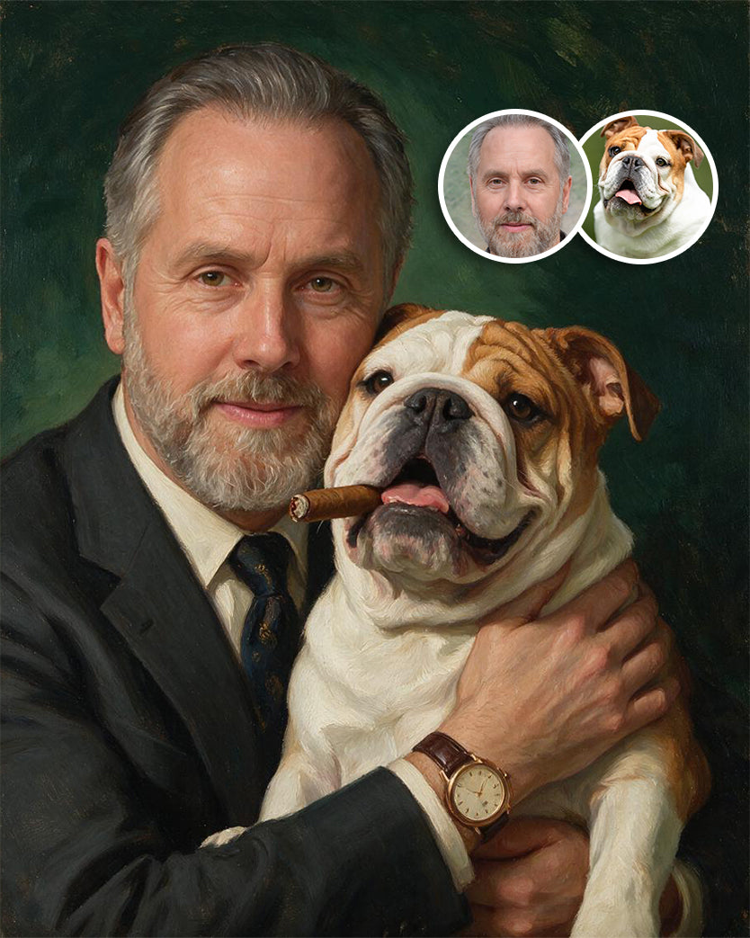 🐾 Oil Painting Style Pet & Owner Portrait