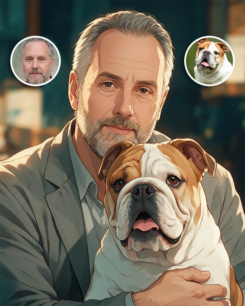 🎬 Anime Art Pet & Owner Portrait