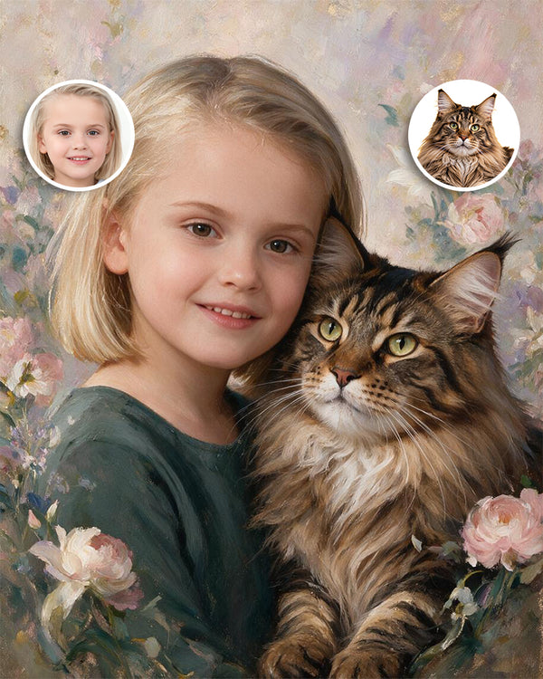🌸 Floral Soul Pet & Owner Portrait