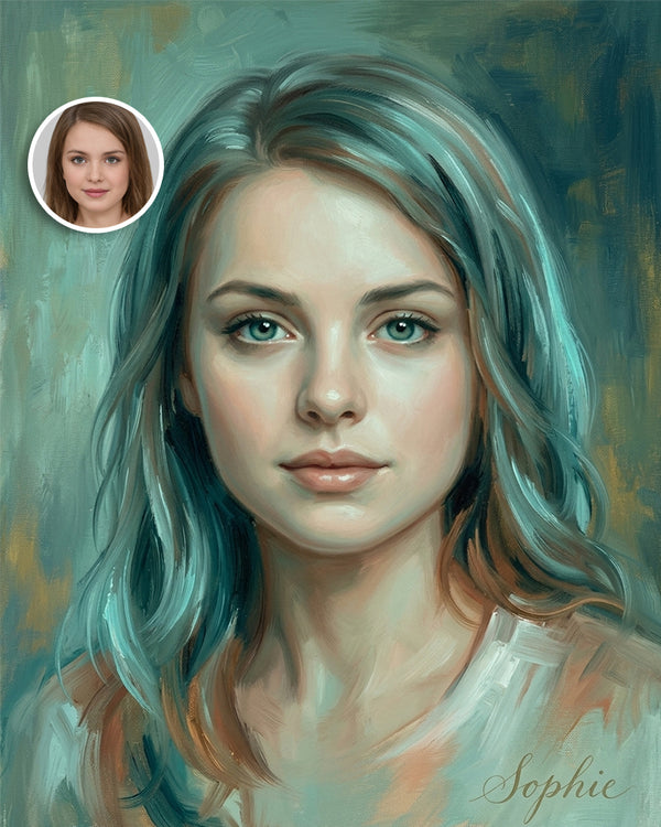 🩵 Turquoise Oil Portrait