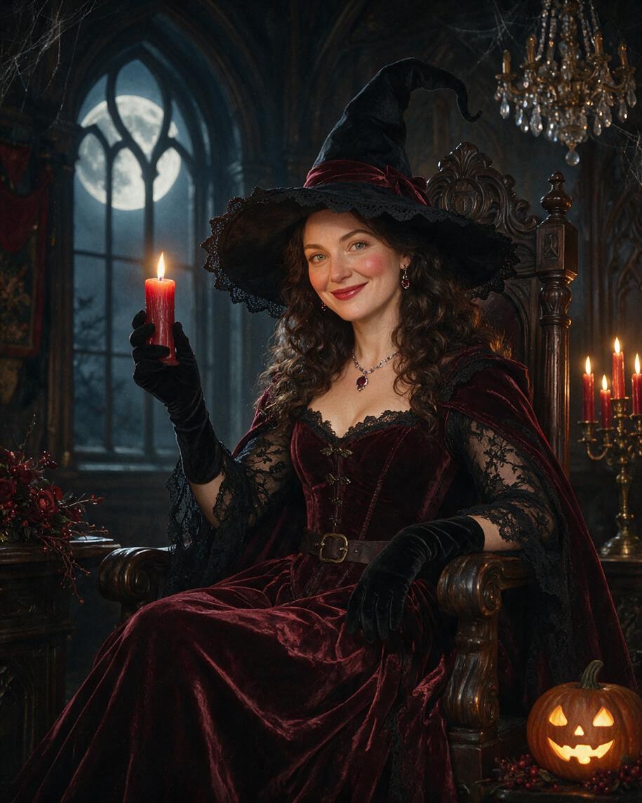 🕯️ Crimson Moon Witch Portrait