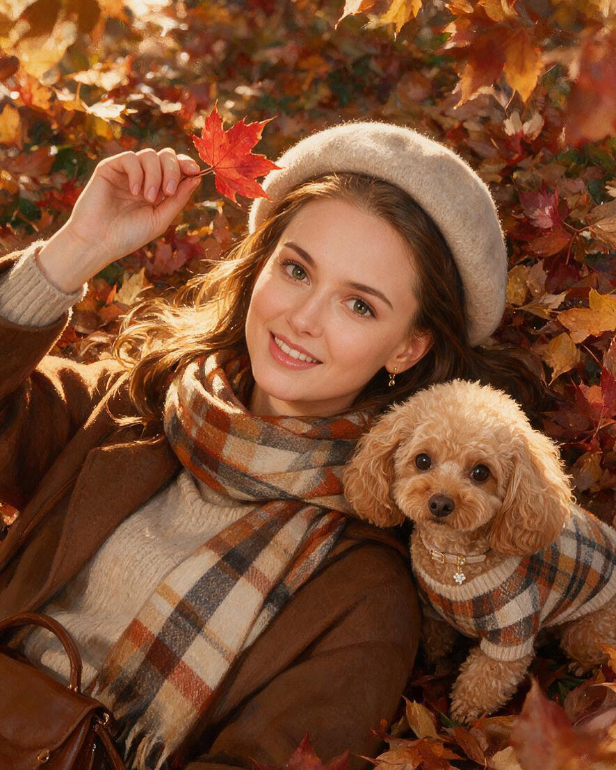 🍂 Autumn Leaf Cuddle Portrait