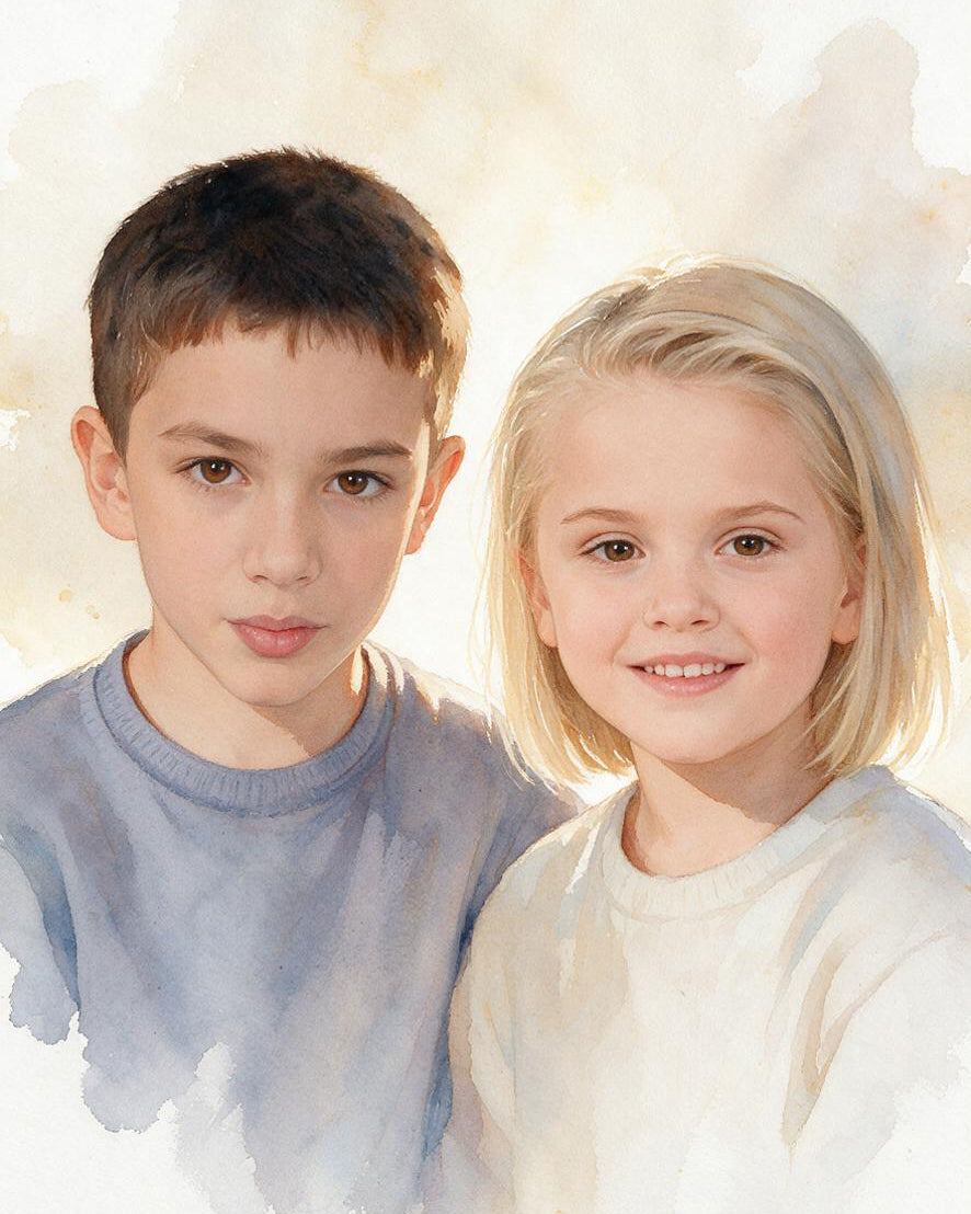 🎨 Watercolor Style Couple Portraits