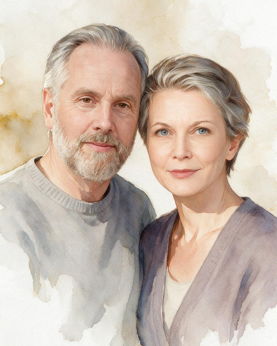 🎨 Watercolor Style Couple Portraits