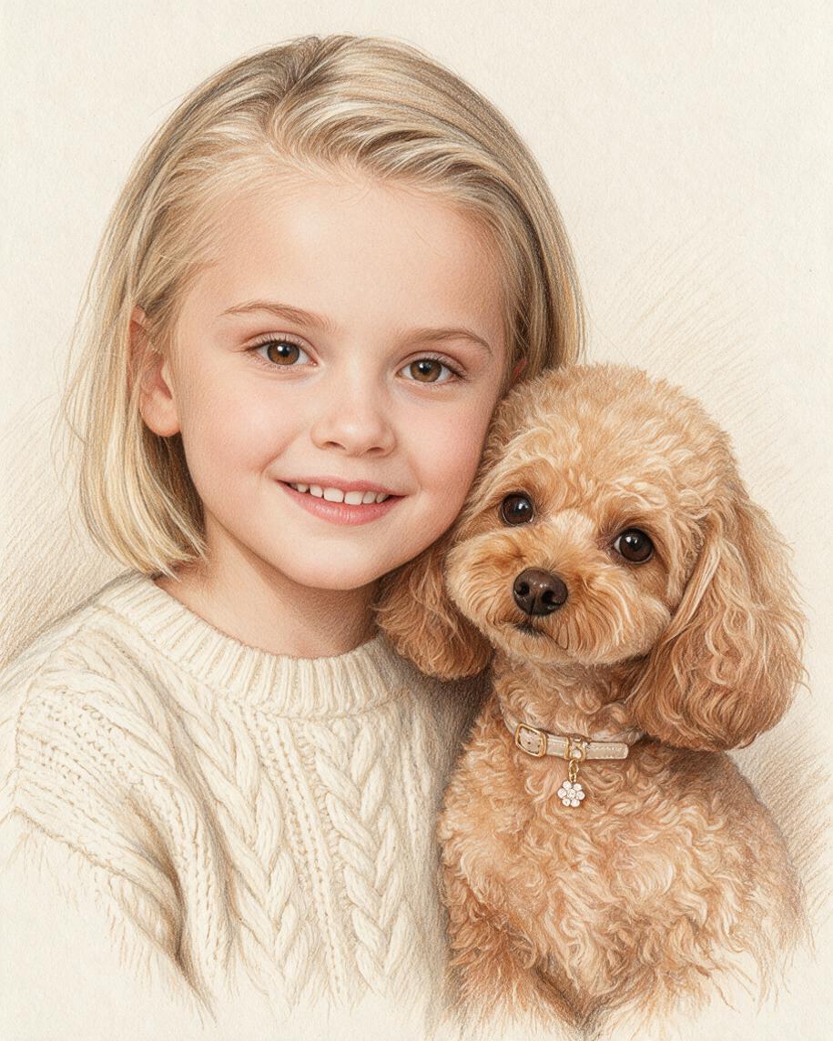 ✏️ Colored Pencil Pet & Owner Portrait