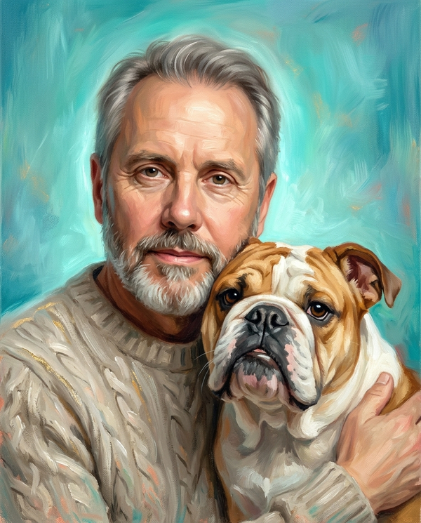 🩵 Turquoise Serenity Pet & Owner Portrait